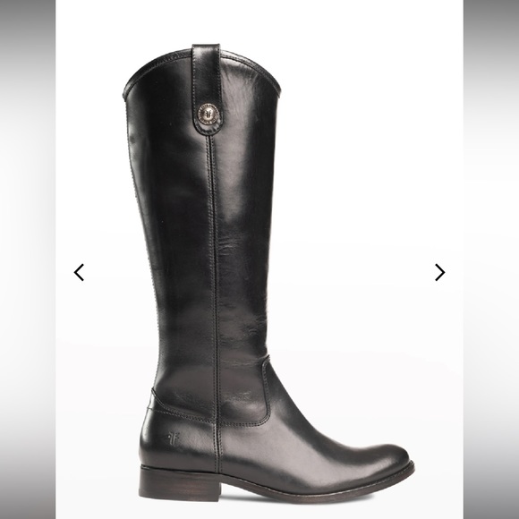 Frye Shoes - Ladies Frye Melissa Button Black Leather Riding Boots